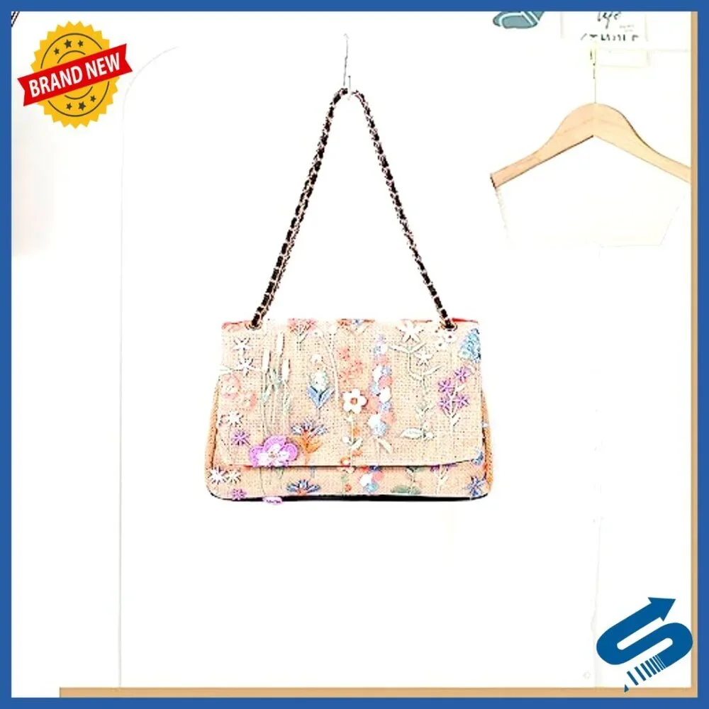 Handmade Embroidery Straw Tote Bag Bohemian Shoulder Bag Large Capacity